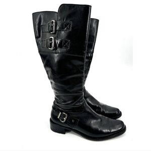 Paul Green Black Leather Moto Boots RUGGED